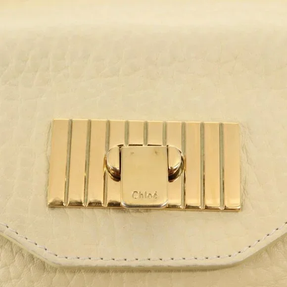 Authentic Chloe Sally Shoulder Bag Leather Beige Gold